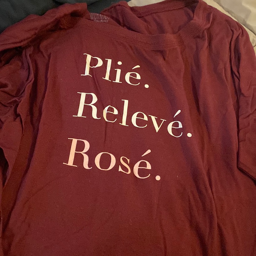 Simply workout plie releve rose slub long sleeve shirt